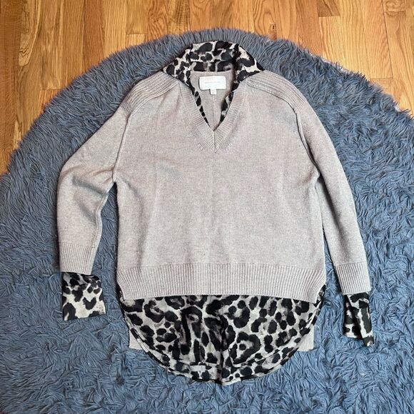 Brochu Walker The Looker Layered V-Neck Sweater Light Chia Printed Combo Size XS - Picture 2 of 6